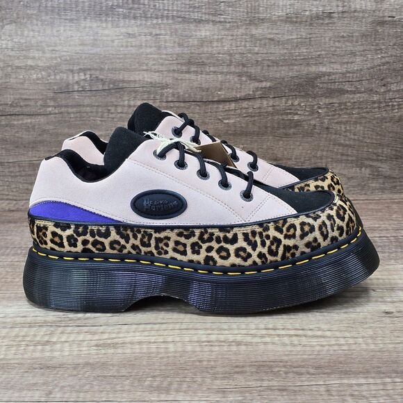Dr. Martens Shoes - Dr. Martens Buzz 5-Eye Women's 10 Pink Leopard Print Black Suede Platform Shoes
